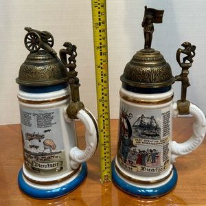 Post WW2 Regimental Lithophane Lidded Military Beer Stein